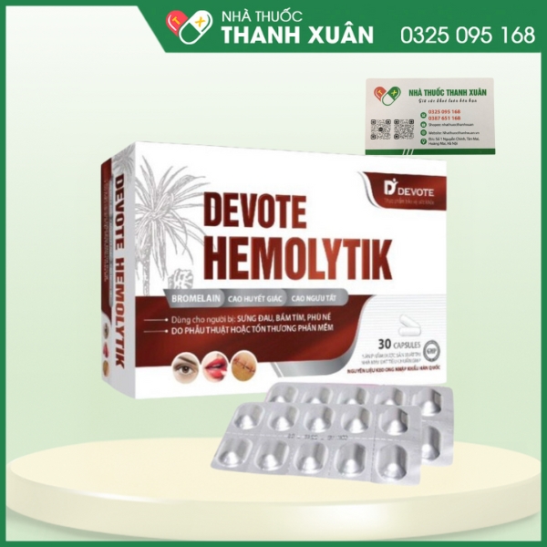 Devote Hemolytik - Hỗ trợ giảm tình trạng ứ huyết, giúp làm tan bầm tím